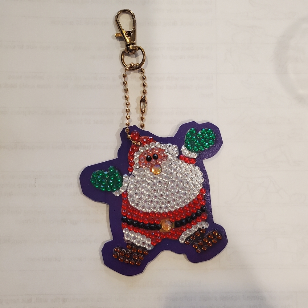 Handmade jeweled Santa key chain